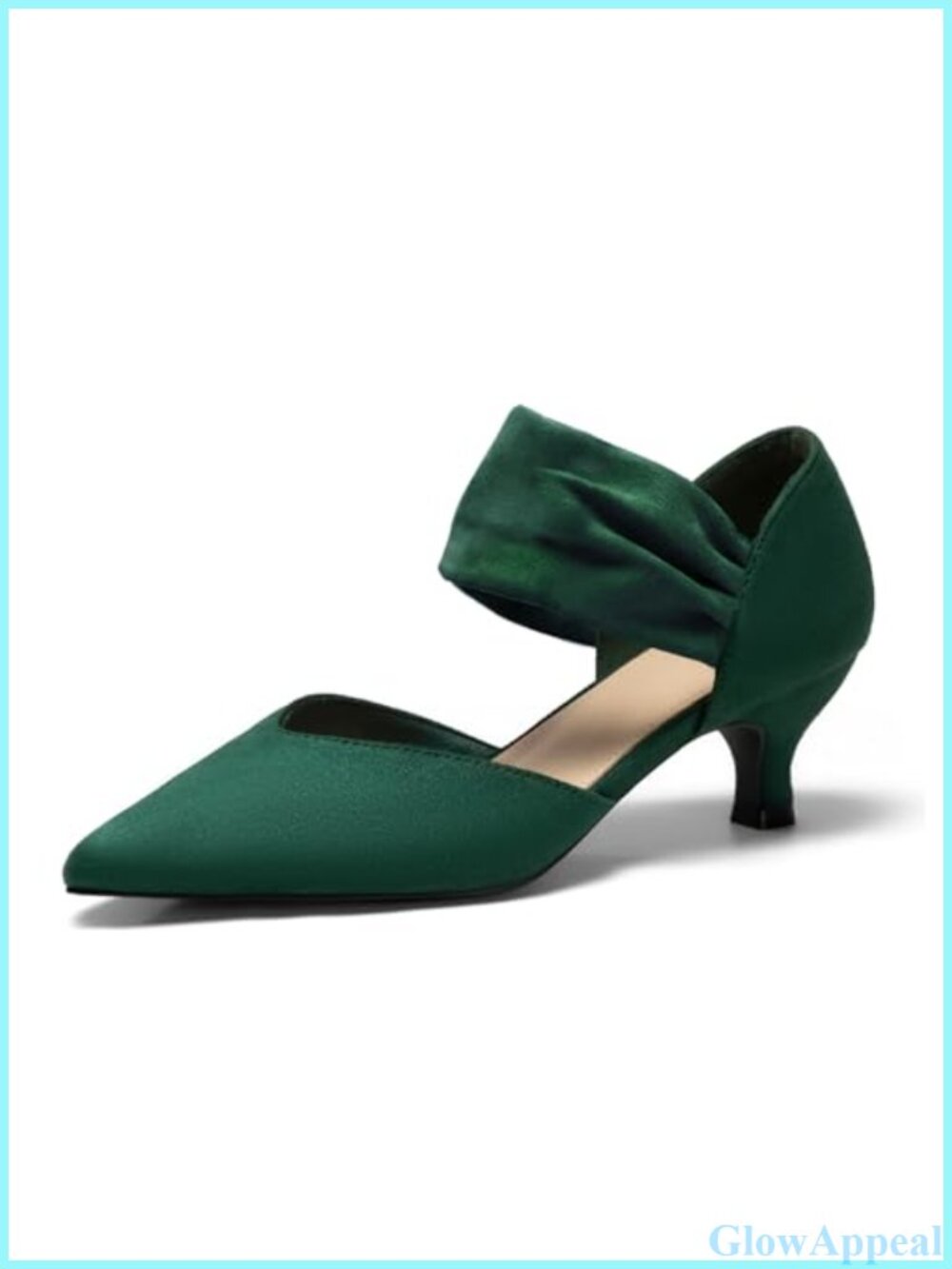 Kitten Heel Pointed Toe Pumps Ankle Strap D'Orsay Faux Suede Wedding Shoes